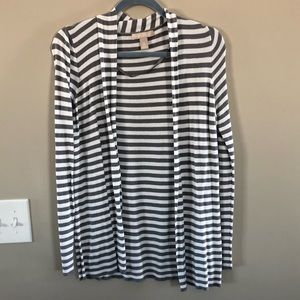 Banana Republic Gray/White Striped cardigan